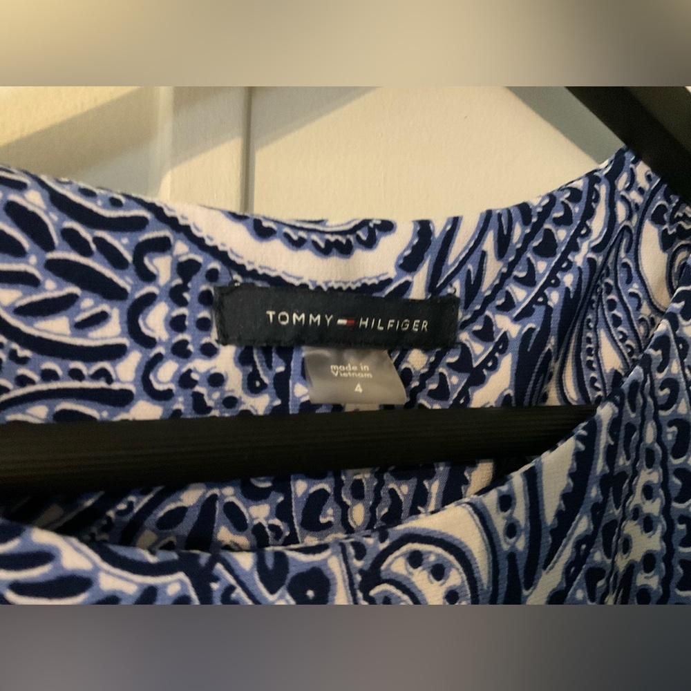 Tommy Hilfiger Blue and White Paisley A-Line Dress